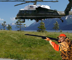 VP Sarah Palin preparing to go on an aerial wolf hunting trip